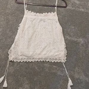 White Lace Crop Top